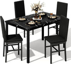 Recaceik Dining Table Set for 4, Modern 5 Piece Dining Table Set Faux Marble by Recaceik
