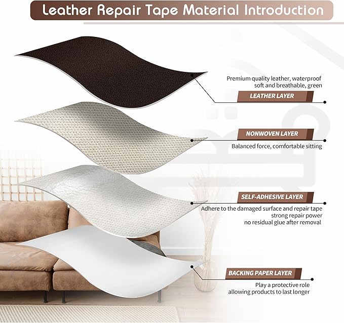 KING MOUNTAIN Leather Repair Patch, 12 x 60 Inches Self-Adhesive Repair Tape - Image 3