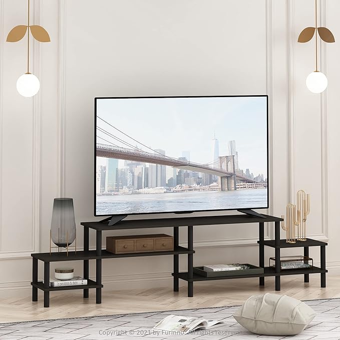 Furinno BESI TV Stand, No Tools Assembly Industrial Style Entertainment Center - Image 6