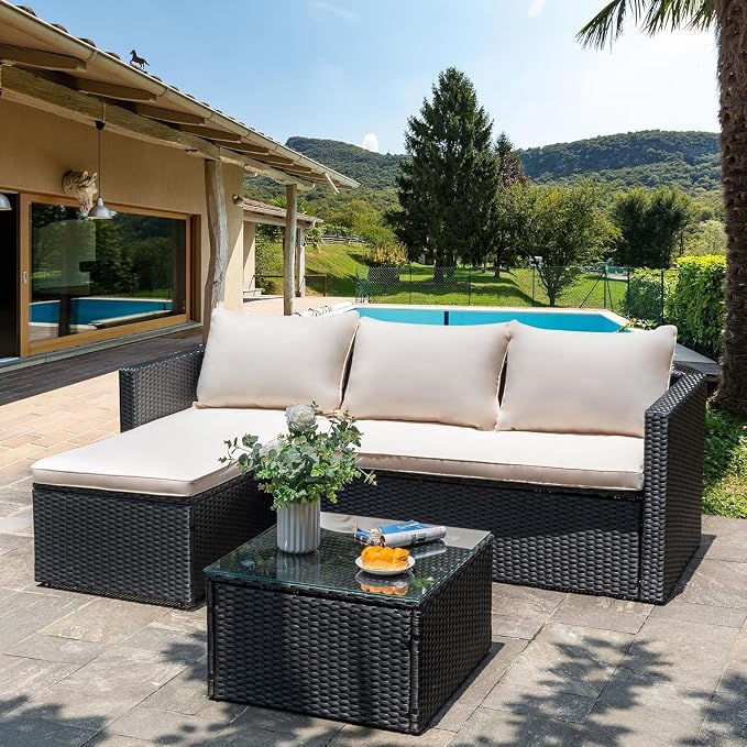 Shintenchi 4 Pieces Patio Furniture Sets, Outdoor Sofa Patio Sectional Sets All - Image 3