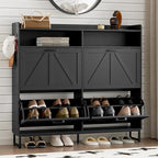 BORNOON Shoe Cabinet with 4 Flip Drawers Narrow Shoe Storage Cabinet Organizer by BORNOON