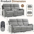 HAOMARKETS 3-Piece Power Recliner Sofa Set - Image 2