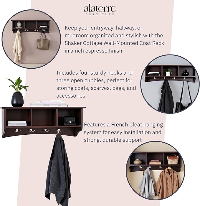 Shaker Cottage Wall-Mounted Coat Rack - Image 4