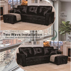 L Shaped Sectional Couch with Storage and Pull Out Bed, 3 Seater Sleeper Sofas - Image 7