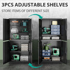 Metal Storage Cabinet with 3 Adjustable Shelves and 4 Doors, Steel Tool Cabinets - Image 4