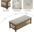 Befurtori Large Rectangular Upholstered Ottoman Bench, Linen Tufted Footrest - Image 6