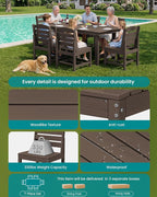 SERWALL Patio Dining Sets for 6 Person, HDPE Dining Set - Image 7