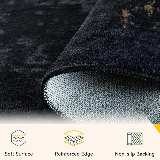 RELEANY Washable Area Rugs 4'x6' Non-Slip Modern Abstract Soft - Image 4