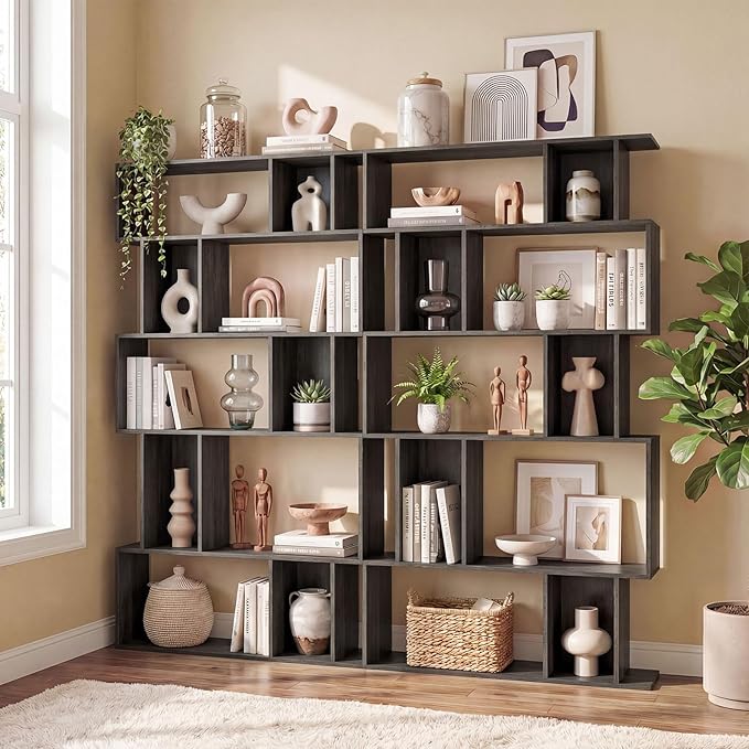 Giantex 5-Tier Bookshelves Set of 2, 10-Cube Geometric Bookcase - Image 2