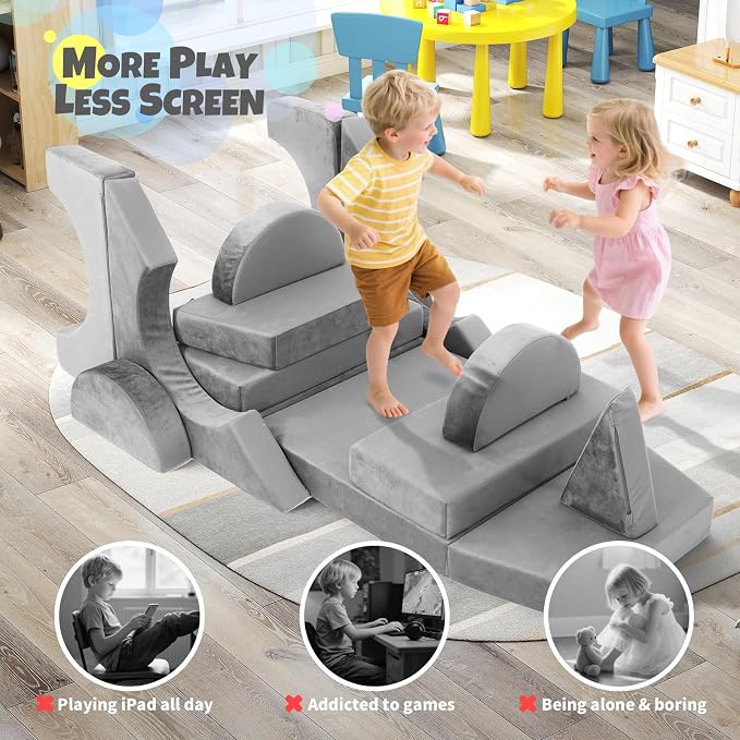 15 Pcs Modular Kids Play Couch, Toddler Couches That Fold Out, Plush Foam Chair - Image 6
