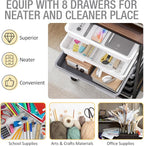 Rolling Storage Cart with 8 Drawers, Utility Cart on Wheels with Wooden Tabletop - Image 4