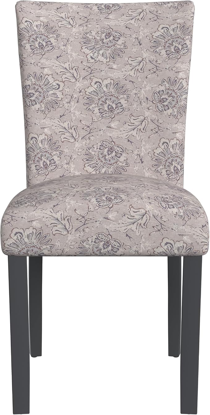 HomePop Classic Parsons Dining Chair -Gray Linen Artistic Floral Print - Image 5