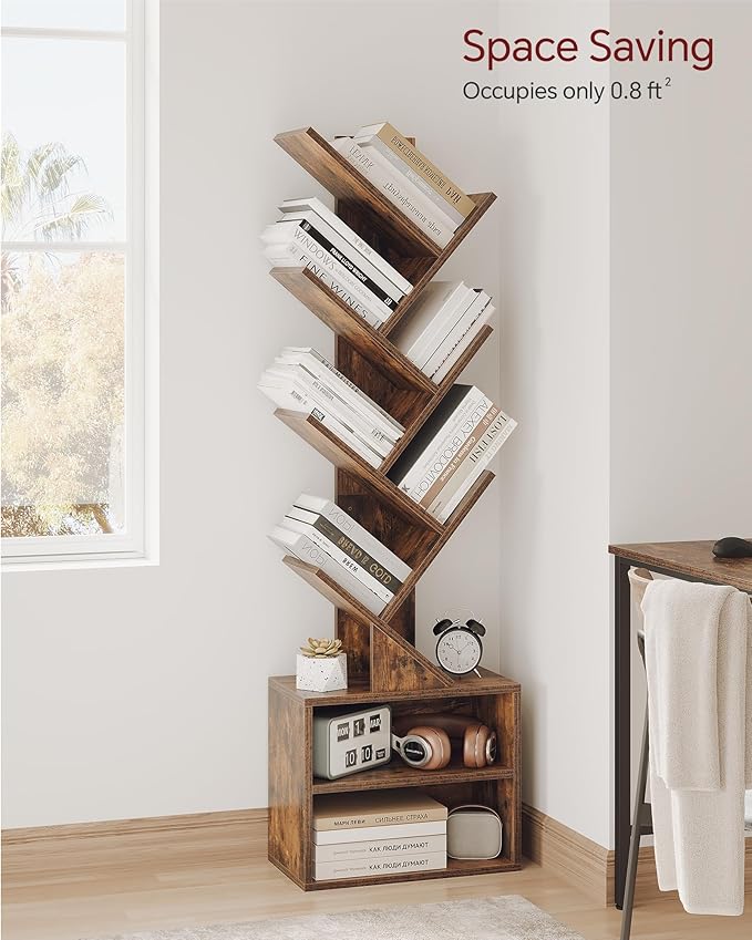 SUNMORY 6 Tier Tree Bookshelf, Small Bookcase - Image 3