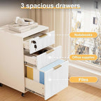 3 Drawers Fluted Mobile File Cabinet - Image 4