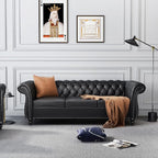 ORRD 2 Pieces Living Room Set, Chesterfield Leather Sofa Loveseat Couch - Image 4