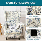 KRFOONN Velvet Wing Chair Slipcovers 2 Piece Stretch Printed Wingback Chair - Image 3