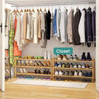 viewcare 3-Tier Long Shoe Rack, Bamboo Wood Shoe Rack - Image 2