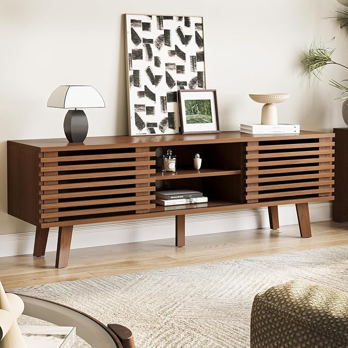 MAISONARIA Living Room Table Sets of 2, Mid Century Coffee Table & Dresser TV - Image 2