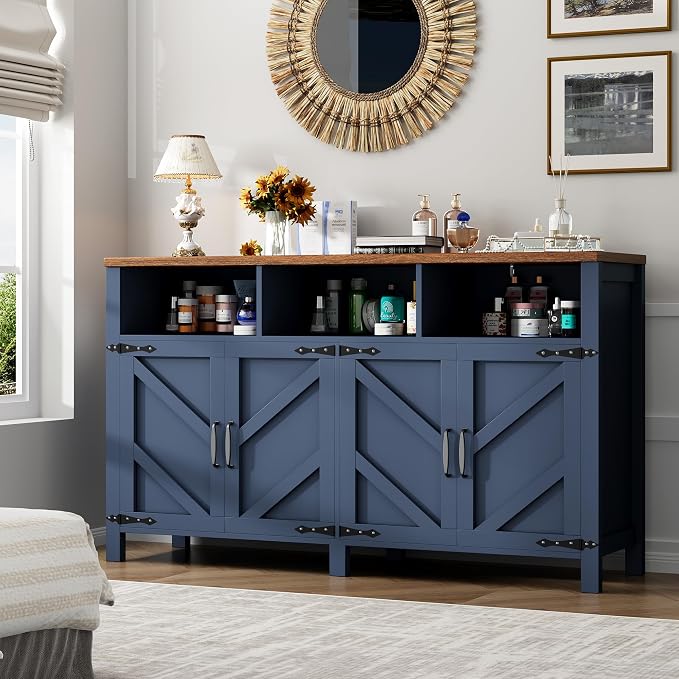 knoworld Buffet Sideboard with Storage Farmhouse with 4 Doors, Dining Room - Image 9