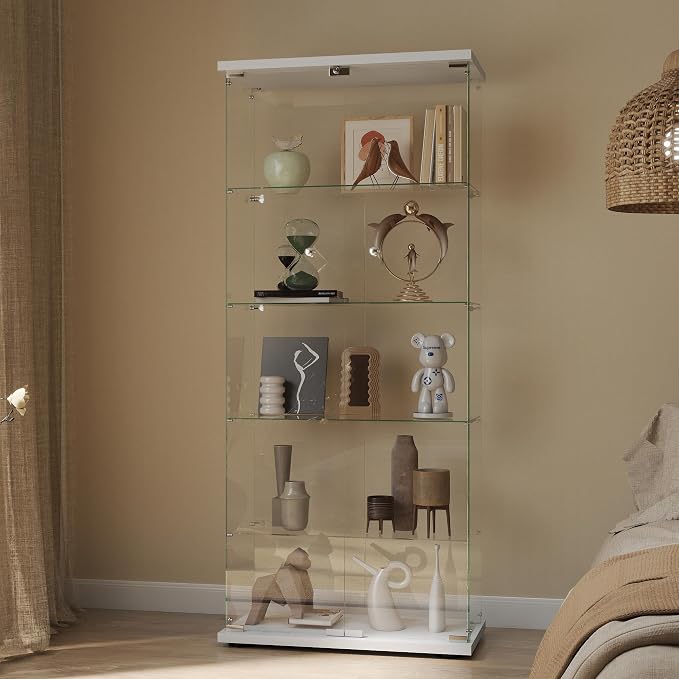 Display Cabinet with Glass Door and Lock, 5-Shelf Curio Cabinets with 5mm - Image 4