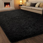 Ophanie 7x10 Black Area Rugs for Living Room, Large Shag Bedroom Carpet by Ophanie