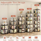 Aheaplus 6 Tier Rotating Bookshelf Tower, Revolving Bookcase, 360° Round - Image 5
