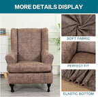 KRFOONN Wing Chair Slipcovers 2 Piece Stretch Leather Look Wingback Chair - Image 4