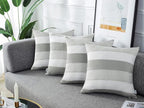 AmHoo Pack of 2 Farmhouse Stripe Check Throw Pillow Covers Set Case Cotton - Image 3
