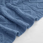 Homiest Dusty Blue Cable Knit Throw, 60 x 80 Inch, Lightweight Acrylic Knitted - Image 6