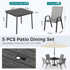 Pamapic Outdoor Dining Sets for 4, Square Steel Slat Table - Image 5