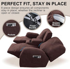 Recliner Loveseat Covers with Console, 6-Piece Stretch Geometric Strokes - Image 4