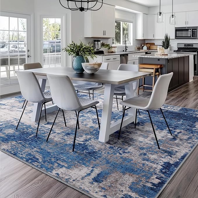 RELEANY Washable Area Rugs Square 7ft Non-Slip Modern Abstract Soft - Image 7