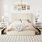 Allewie Full Size Storage Bed Frame, Vertical Channel Tufted Adjustable - Image 3