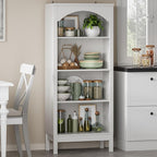 Arched Bookshelf with 4 Tier Open Shelves, Study and Living Room, Modern White - Image 8