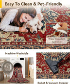 RELEANY Area Rugs 6'x9' Washable Non-Slip, Floral Vintage Distress Print - Image 4
