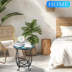 Cinnvoice Outdoor Side Table Round Small Mosaic Patio Accent Indoor End Plant - Image 4