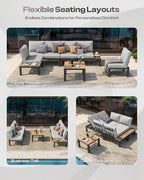 Aluminum Modular Outdoor Patio Furniture Set, 6 Seats Patio Sectional Sofa Set - Image 3