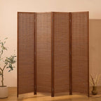 4 Panel Room Divider and Extra Wide Folding Privacy Screen, Bamboo Room Divider by cocosica