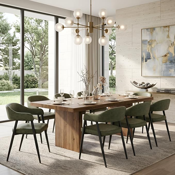 HNY Modern Dining Room Arm Chairs Set of 6, Open-Back Kitchen Side Chairs - Image 8