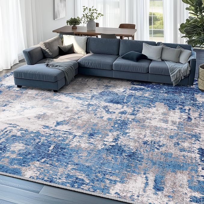 RELEANY Washable Area Rugs 9'x12' Non-Slip Modern Abstract Soft - Image 8