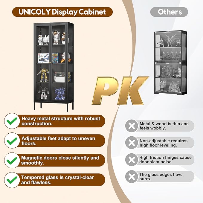 UNICOLY Glass Display Cabinet 4-Tier, Display Cabinet - Image 8