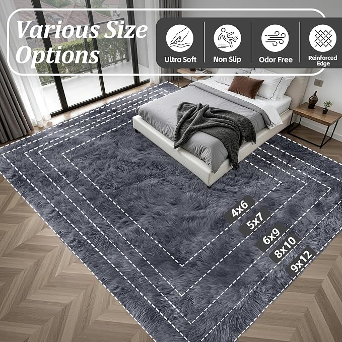 Fluffy 4x6 Area Rugs for Living Room Bedroom: Ultra Soft Shag Rug Non-Slip - Image 9