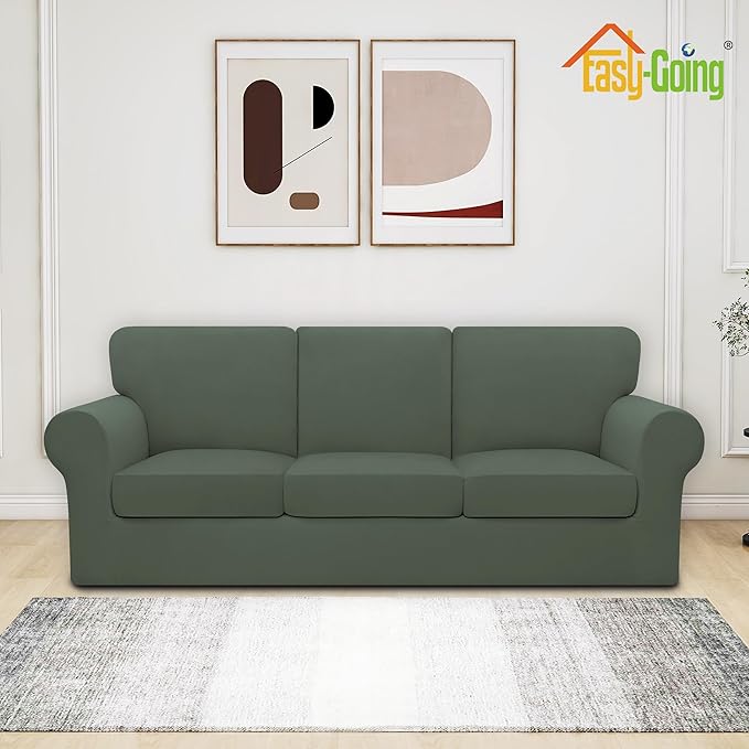 Easy-Going 7 Pieces Stretch Couch Cover Washable Sofa Cover Set - Image 2
