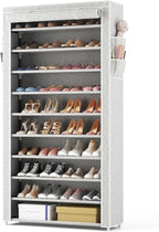 ROJASOP 10 Tier Shoe Rack with Covers Large Capacity Stackable Tall Shoe Shelf by ROJASOP