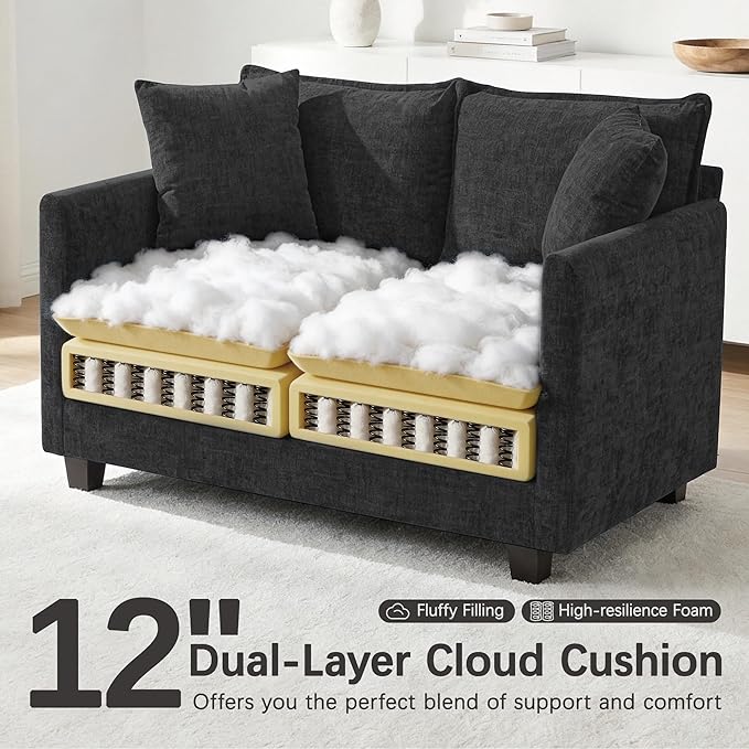Loveseat Sofa, Comfy Chenille Small Couch - Image 3