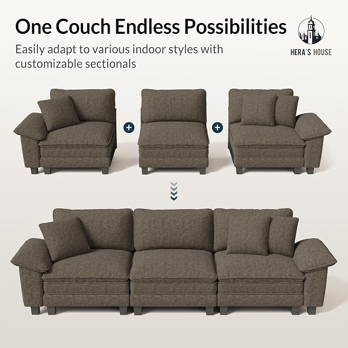 HERA'S HOUSE 88" Modular Sectional Sofa, L Shaped Couches - Image 7