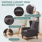 Mid-Century High Wingback Chair, Modern Fabric Accent Chair Armchair - Image 5
