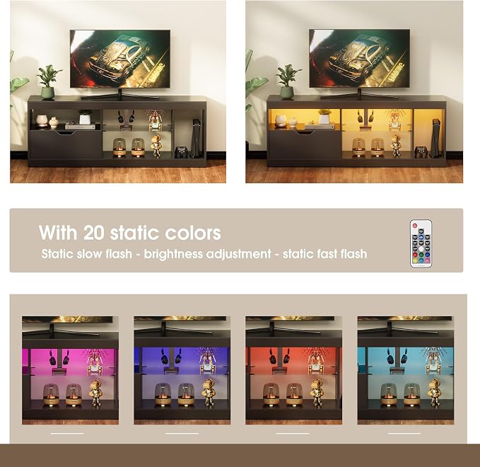 JUMMICO TV Stand, Entertainment Center LED Gaming TV Stand - Image 3