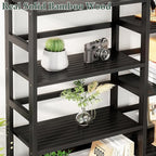Homykic Bamboo Bookshelf, 71” Tall Triple Wide Bookcase - Image 9