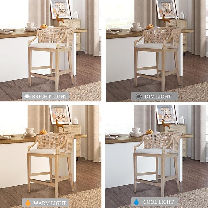 Martha Stewart Farmhouse Counter Height Bar Stools, Handcrafted Rattan Counter - Image 7